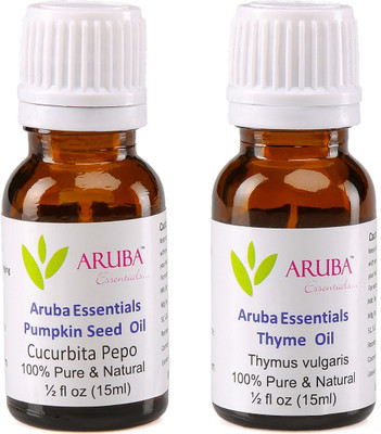 

Aruba Essentials Pumpkin Seed Oil & Thyme Oil 100% Undiluted Combo of 15 ml each(30 ml)