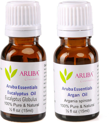 

Aruba Essentials Eucalyptus Oil & Argan Oil 100% Undiluted Combo of 15 ml each(30 ml)