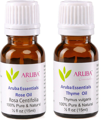 

Aruba Essentials Rose Oil & Thyme Oil 100% Undiluted Combo of 15 ml each(30 ml)