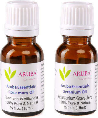 

Aruba Essentials Rosemary Oil & Geranium Oil 100% Undiluted Combo of 15 ml each(30 ml)