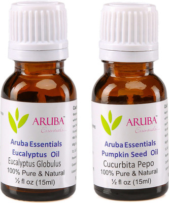 

Aruba Essentials Eucalyptus Oil & Pumpkin Seed Oil 100% Undiluted Combo of 15 ml each(30 ml)
