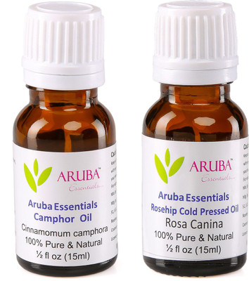 

Aruba Essentials Camphor Oil & Rosehip Cold Pressed Oil 100% Undiluted Combo of 15 ml each(30 ml)
