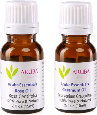 

Aruba Essentials Rose Oil & Geranium Oil 100% Undiluted Combo of 15 ml each(30 ml)