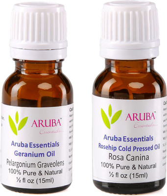 

Aruba Essentials Geranium Oil & Rosehip Cold Pressed Oil 100% Undiluted Combo of 15 ml each(30 ml)