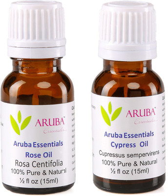 

Aruba Essentials Rose Oil & Cypress Oil 100% Undiluted Combo of 15 ml each(30 ml)