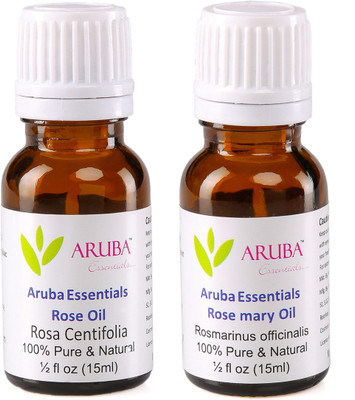 

Aruba Essentials Rose Oil & Rosemary Oil 100% Undiluted Combo of 15 ml each(30 ml)