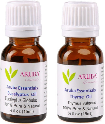 

Aruba Essentials Eucalyptus Oil & Thyme Oil 100% Undiluted Combo of 15 ml each(30 ml)
