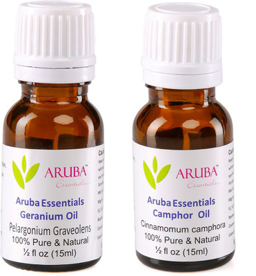 

Aruba Essentials Geranium Oil & Camphor Oil 100% Undiluted Combo of 15 ml each(30 ml)