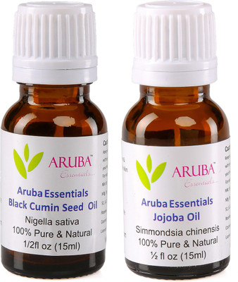 

Aruba Essentials Black Cumin Seed Oil & Jojoba Oil 100% Undiluted Combo of 15 ml each(30 ml)