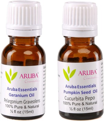 

Aruba Essentials Geranium Oil & Pumpkin Seed Oil 100% Undiluted Combo of 15 ml each(30 ml)