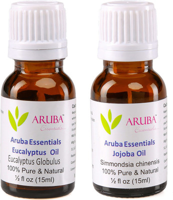 

Aruba Essentials Eucalyptus Oil & Jojoba Oil 100% Undiluted Combo of 15 ml each(30 ml)