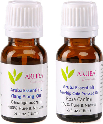 

Aruba Essentials Ylang Ylang Oil & Rosehip Cold Pressed Oil 100% Undiluted Combo of 15 ml each(30 ml)