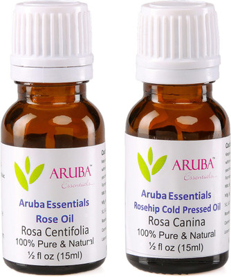 

Aruba Essentials Rose Oil & Rosehip Cold Pressed Oil 100% Undiluted Combo of 15 ml each(30 ml)