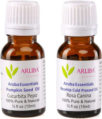 

Aruba Essentials Pumpkin Seed Oil & Rosehip Cold Pressed Oil 100% Undiluted Combo of 15 ml each(30 ml)