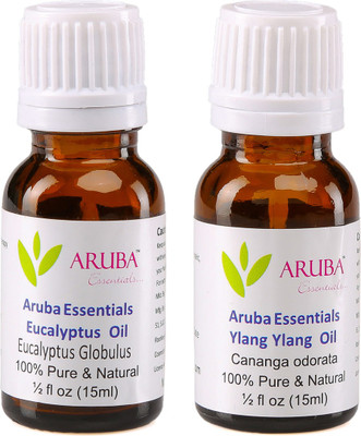 

Aruba Essentials Eucalyptus Oil & Ylang Ylang Oil 100% Undiluted Combo of 15 ml each(30 ml)