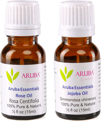 

Aruba Essentials Rose Oil & Jojoba Oil 100% Undiluted Combo of 15 ml each(30 ml)