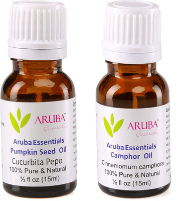 

Aruba Essentials Pumpkin Seed Oil & Camphor Oil 100% Undiluted Combo of 15 ml each(30 ml)