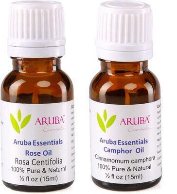 

Aruba Essentials Rose Oil & Camphor Oil 100% Undiluted Combo of 15 ml each(30 ml)