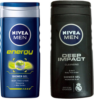 

Nivea MEN DEEP IMPACT CLEANING 3-IN SHWER GEL 250 ML + MEN ENERGY SHOWER GEL 250 ML(250 ml, Pack of 2)