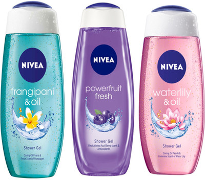 

Nivea MEN WATERLILY & OIL SHOWER GEL 250 ML +MEN FRANGIPANI & OIL SHOWER GEL 250 ML +MEN FRESH POWER FRUIT SHOWER GEL 250 ML(250 ml, Pack of 3)