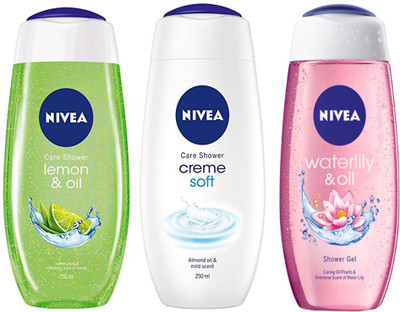 

Nivea MEN CRÃME SOFT SHOWER GEL 250 ML + MEN LEMON & OIL SHOWER GEL ML + MEN WATERLILY & OIL SHOWER GEL 250 ML(250 ml, Pack of 3)