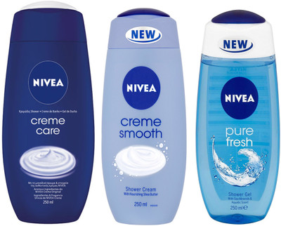 

Nivea MEN FRESH PURE SHOWER GEL 250 ML +MEN CRÃME CARE SHOWER GEL 250 ML+MEN CRÃME SMOOTH SHOWER GEL 250 ML(250 ml, Pack of 3)