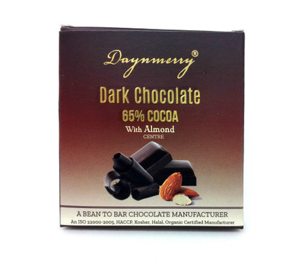 

Daynmerry 65% Dark Chocolate with Almond - 40 gm - Pack of 8 Bars(Pack of 8, 320 g)
