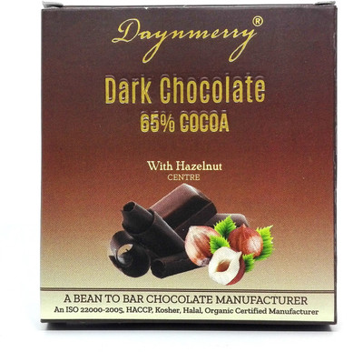 

Daynmerry 65% Dark Chocolate with Hazelnut- 40 gm - Pack of 16 Bars(Pack of 16, 640 g)