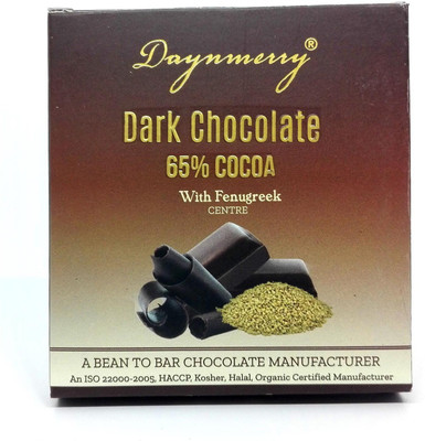 

Daynmerry 65% Dark Chocolate with Fenugreek- 40 gm - Pack of 8 Bars(Pack of 8, 320 g)