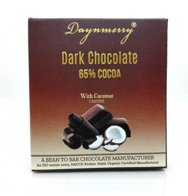 

Daynmerry 65% Dark Chocolate with Coconut- 40 gm - Pack of 8 Bars(Pack of 8, 320 g)