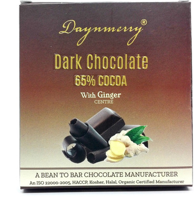

Daynmerry 65% Dark Chocolate with Ginger- 40 gm - Pack of 4 Bars(Pack of 4, 160 g)