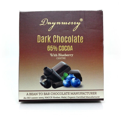 Daynmerry 65% Dark Chocolate with Blueberry- 40 gm - Pack of 4 Bars(Pack of 4, 160 g)