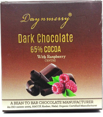 

Daynmerry 65% Dark Chocolate with Raspberry- 40 gm - Pack of 8 Bars(Pack of 8, 320 g)