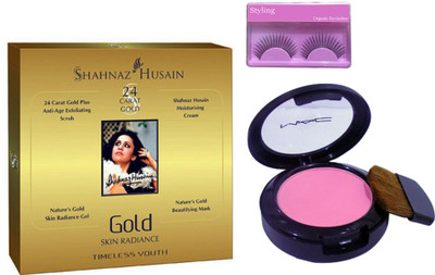 

styling Eyelashes, Shahnaz Husain Gold Facial Kit, Mac Pink Shade Blusher(Set of 3)