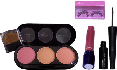 

styling Eyelashes, Mac 3 Shade Blusher, Liquid Last Eyeliner, Liptensity Lipstick(Set of 4)