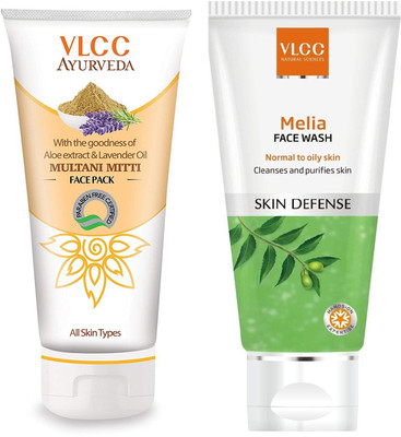 

VLCC Ayurveda Mutani mitti face pack 100gm + Melia face wash 80ml(Set of 2)