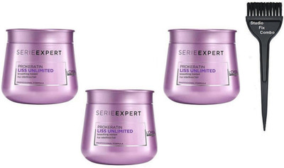 Studio Fix Combo Hair Brush&L'oreal Professional Liss Unlimited Hair Masque Hair Mask Cream Set Of 3(Set of 4)