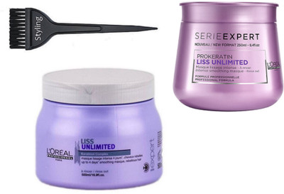 

Styling Hair Brush & Loreal Liss Unlimited Spa & SerieExpert liss unlimited masque(Set of 3)