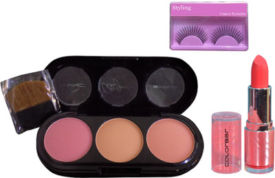 

styling Eyelashes, 3 shade Blusher, Colorbar Lipstick(Set of 3)