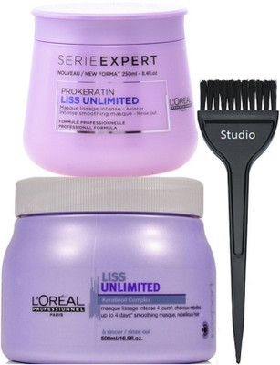 

studio Hair brush unlimited keratinoil hair spa and Prokeratin liss unlimited masque(Set of 3)