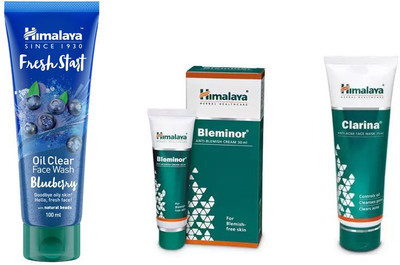 

Himalaya fresh start oil clear blueberry face wash, bleminor anti blemish cream, clarina anti acne face mask(Set of 3)