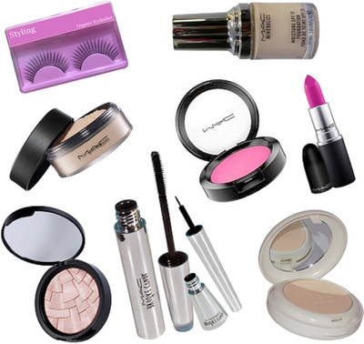 

styling Eyelashes&Mac Mineralize Foundation&Mac Loss Powder& Mac Blusher&Mac Lipistick&Brooke Candy Liner&Mascara&Lightfull BB Tinted Compact&Anastasia Illuminater(Set of 8)