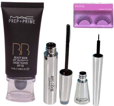 

styling Eyelashes, Mac Prep+Prime BB BEauty Balm Cream Foundation, Brooke Candy Eyeliner& Mascara(Set of 4)