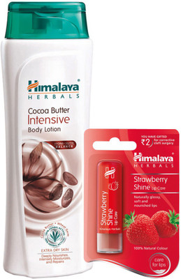 Himalaya Cocoa Butter Intensive Body Lotion and Strawberry Shine Lip Care(Set of 2)