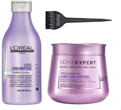 

Styling Hair brush With Loreal liss unlimeted Shampoo With masque(Set of 3)