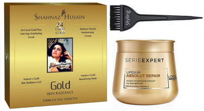 

Styling Hair Brush With gold facial kit With Serie expert lipdium absolut repair(Set of 3)