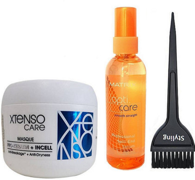 

styling Hair Brush, L'oreal Professional X-tenso Care Straight Masque, Matrix OptiCare Hair Serum(Set of 3)