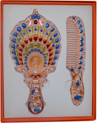 

Confidence Designer Foldable Handheld Mirror With Hair Comb For Daily Use, Multicolor(Set of 2)
