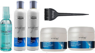 

Styling Hair Brush & X-tenso Care Hair Shampoo 230ml With Conditoner & Streax pro hari serum(Set of 6)