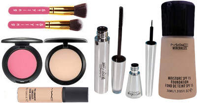 

styling Cosmetic Brush& Pro Longwear Concealer& Pink Shade Blusher& Brooke Candy Eyeliner&Mascara& Mineralize Foundation&Compact(Set of 8)
